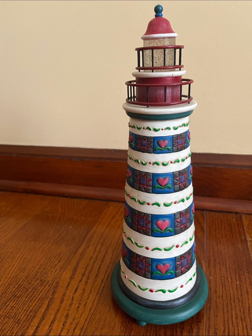 Jim Shore Folk-Art Lighthouse in Red, Blue, Green & White